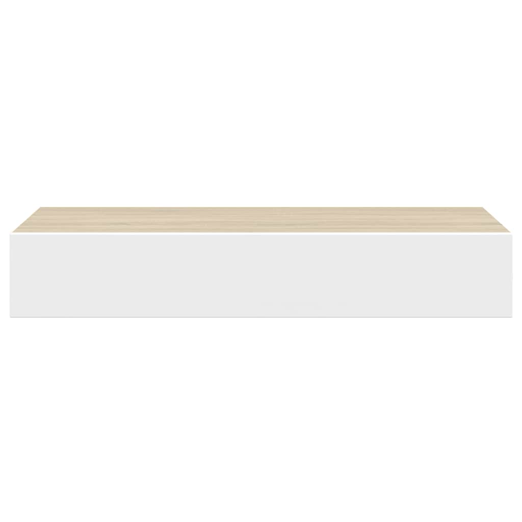 Wandschubladenregale 2 Stk. Eiche und Weiß 60x23,5x10cm MDF