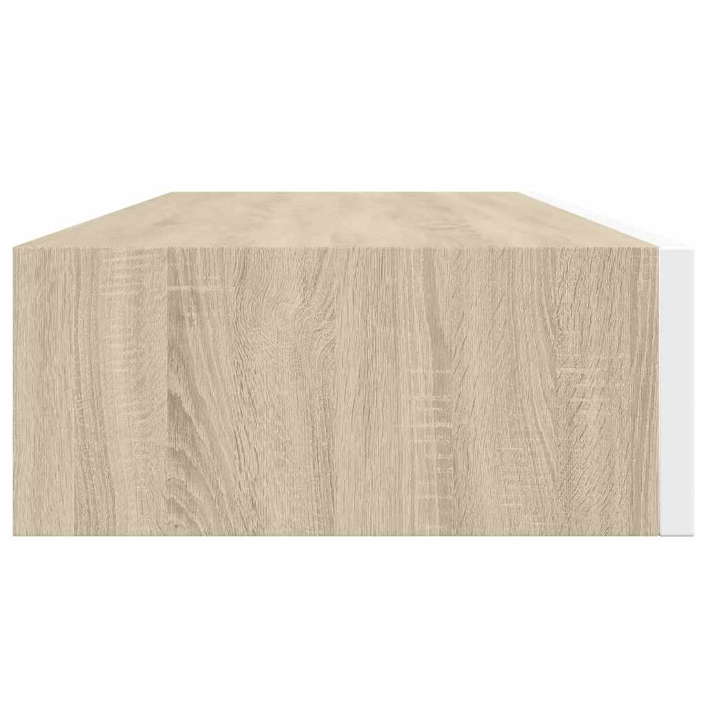 Wandschubladenregale 2 Stk. Eiche und Weiß 60x23,5x10cm MDF