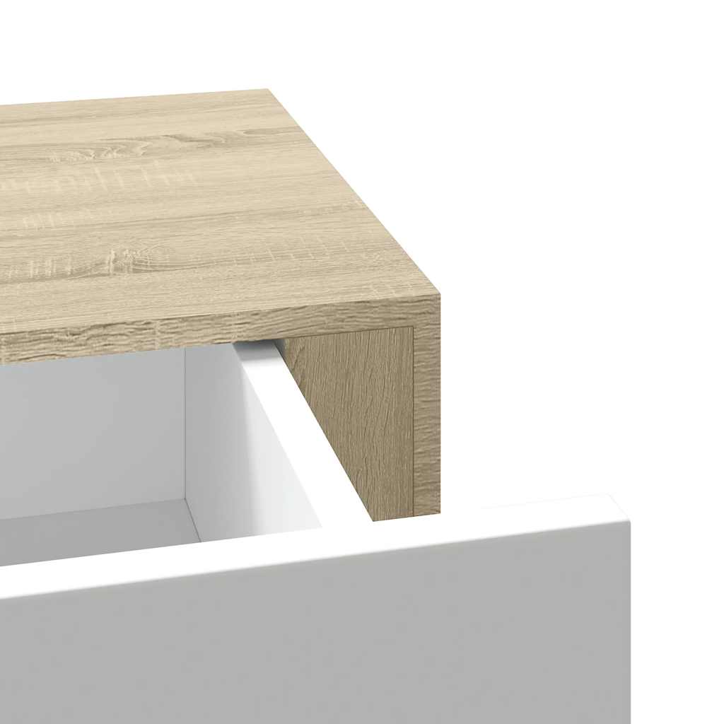 Wandschubladenregale 2 Stk. Eiche und Weiß 60x23,5x10cm MDF