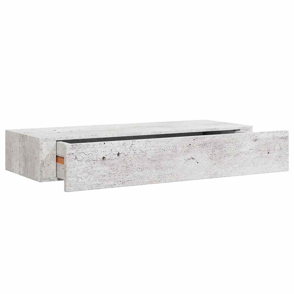 Wandregal mit Schublade Betongrau 60x23,5x10 cm MDF