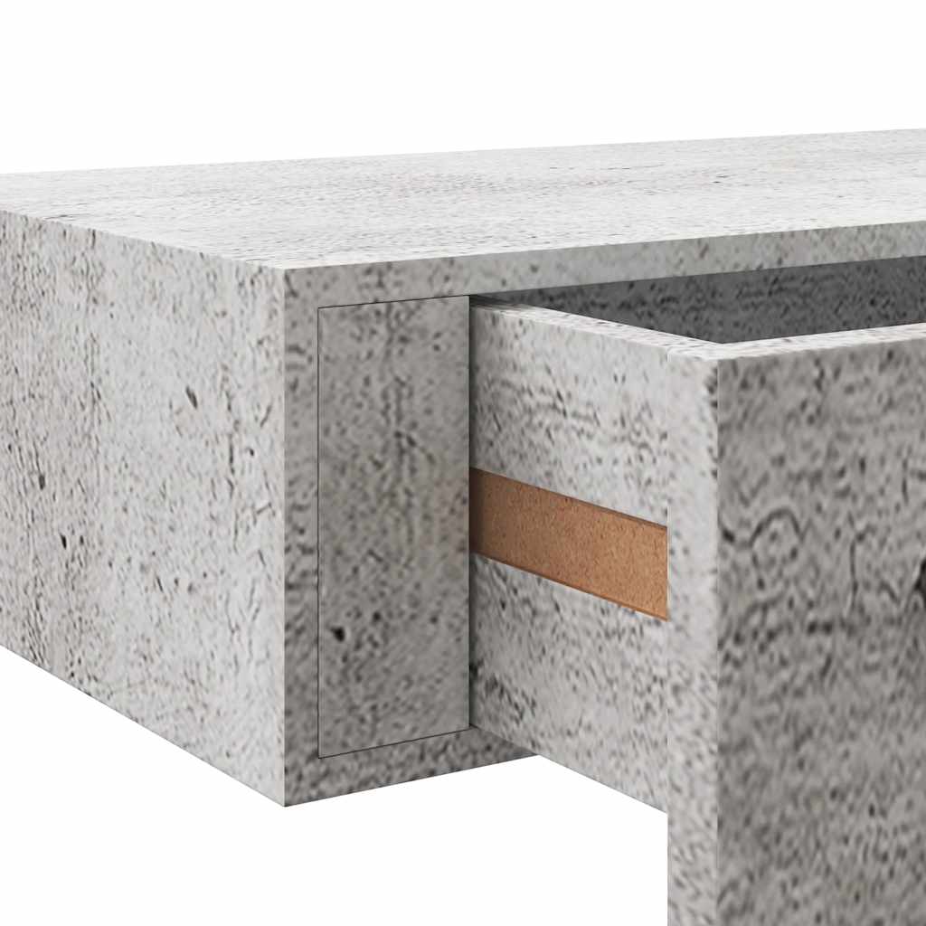 Wandregal mit Schublade Betongrau 60x23,5x10 cm MDF