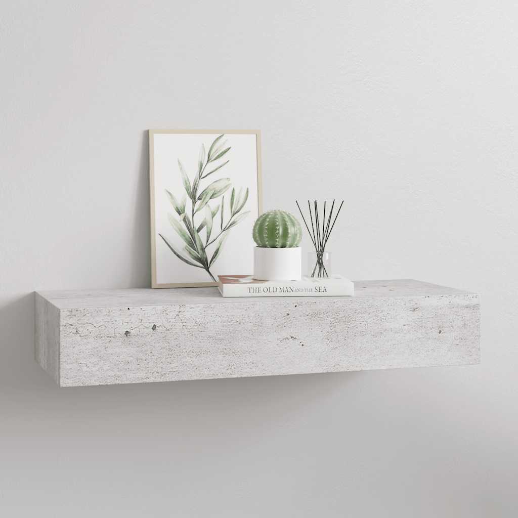 Wandregal mit Schublade Betongrau 60x23,5x10 cm MDF