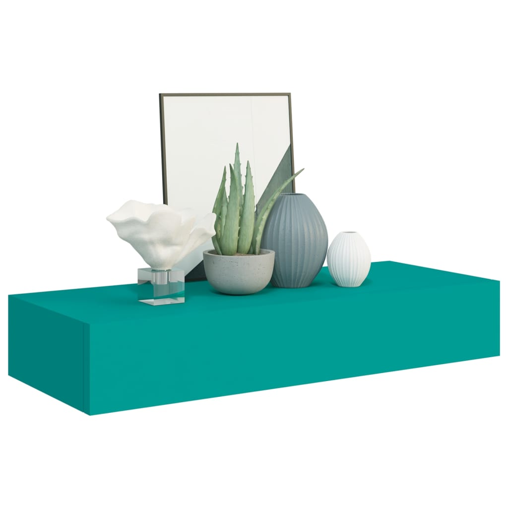 Wand-Schubladenregal Blau 60x23,5x10 cm MDF