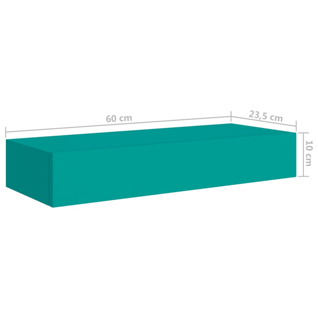 Wand-Schubladenregal Blau 60x23,5x10 cm MDF