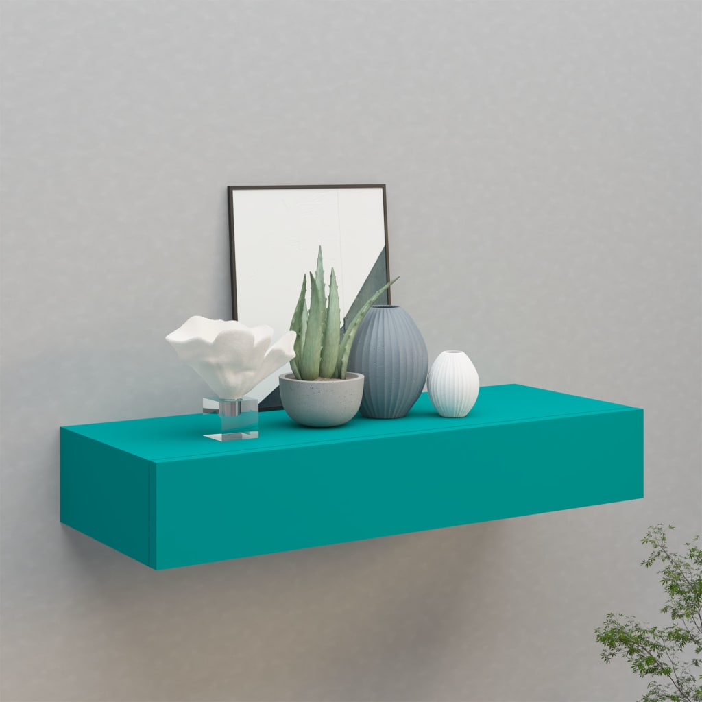 Wand-Schubladenregal Blau 60x23,5x10 cm MDF