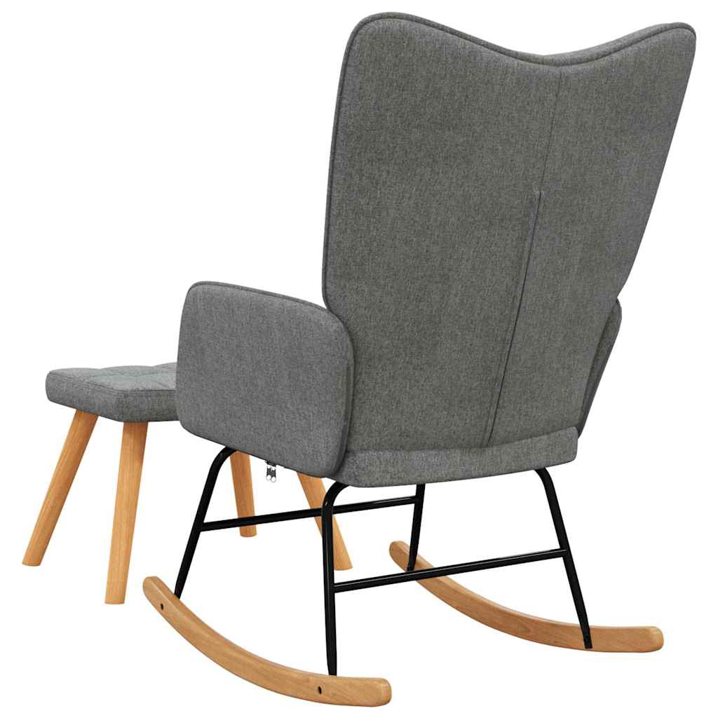 Schaukelsessel mit Hocker Dunkelgrau Stoff