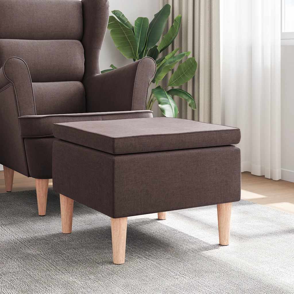 Hocker mit Holzbeinen Dunkelbraun Stoff
