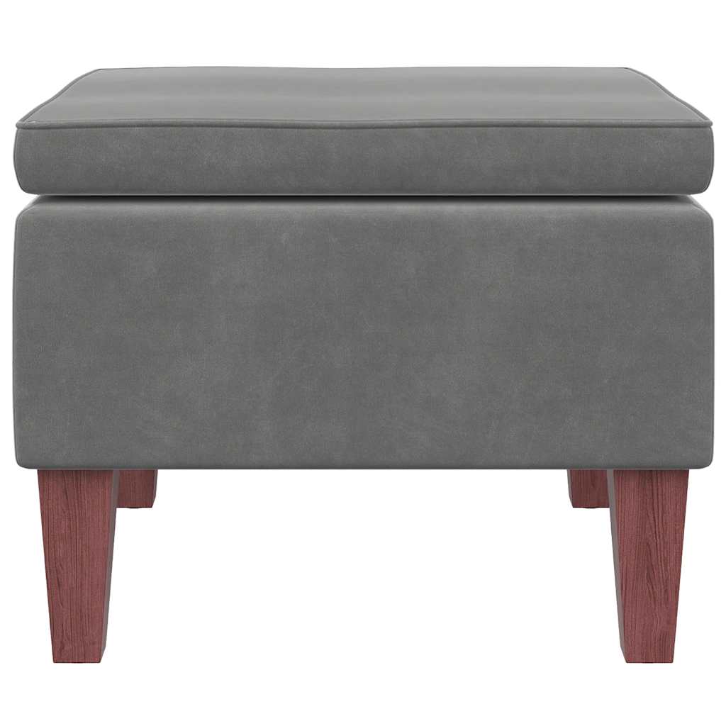 Hocker mit Holzbeinen Dunkelgrau Samt