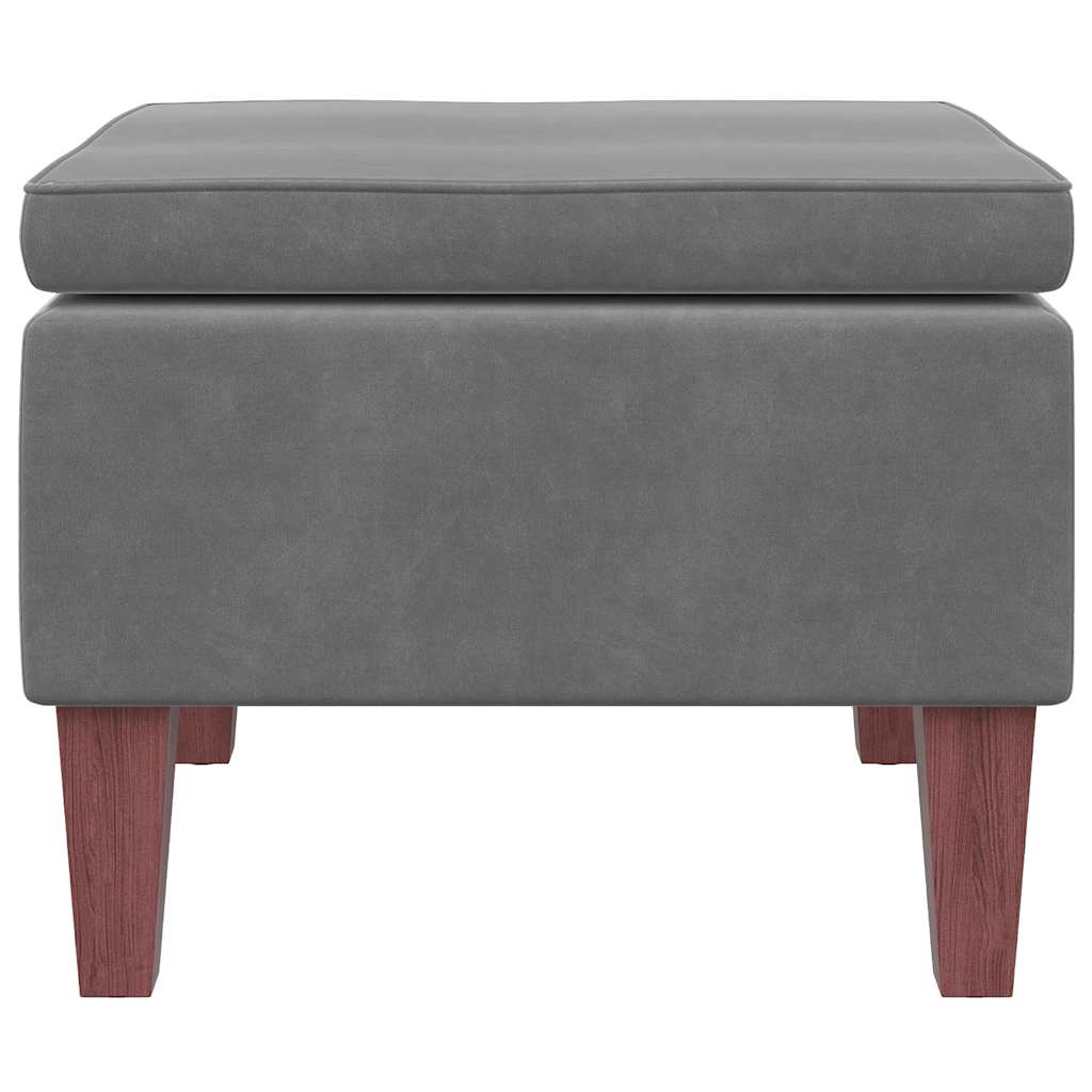 Hocker mit Holzbeinen Dunkelgrau Samt