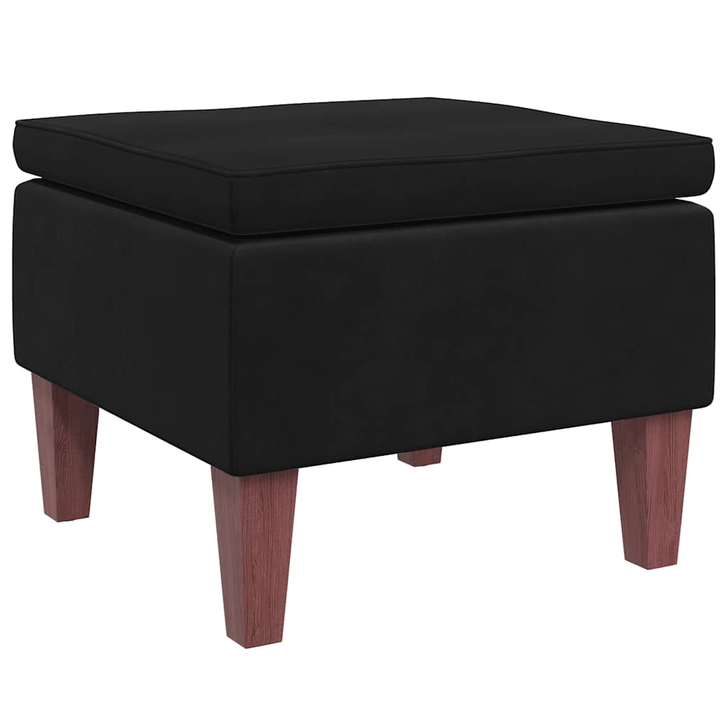 Hocker mit Holzbeinen Schwarz Samt