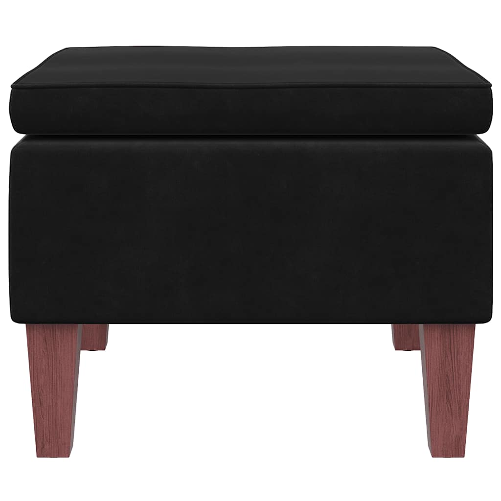 Hocker mit Holzbeinen Schwarz Samt