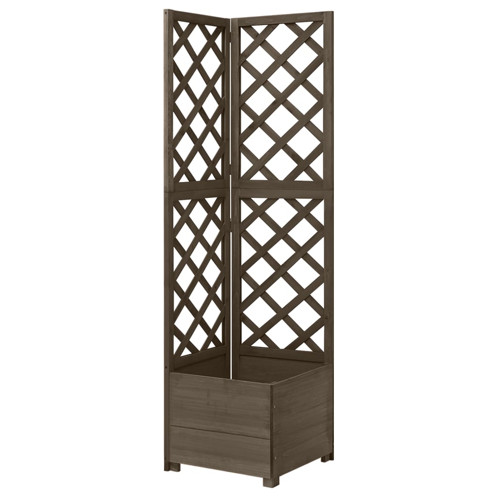 Eck-Spalier mit Pflanzkasten Grau 40x40x150cm Massivholz Tanne