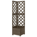 Eck-Spalier mit Pflanzkasten Grau 40x40x150cm Massivholz Tanne