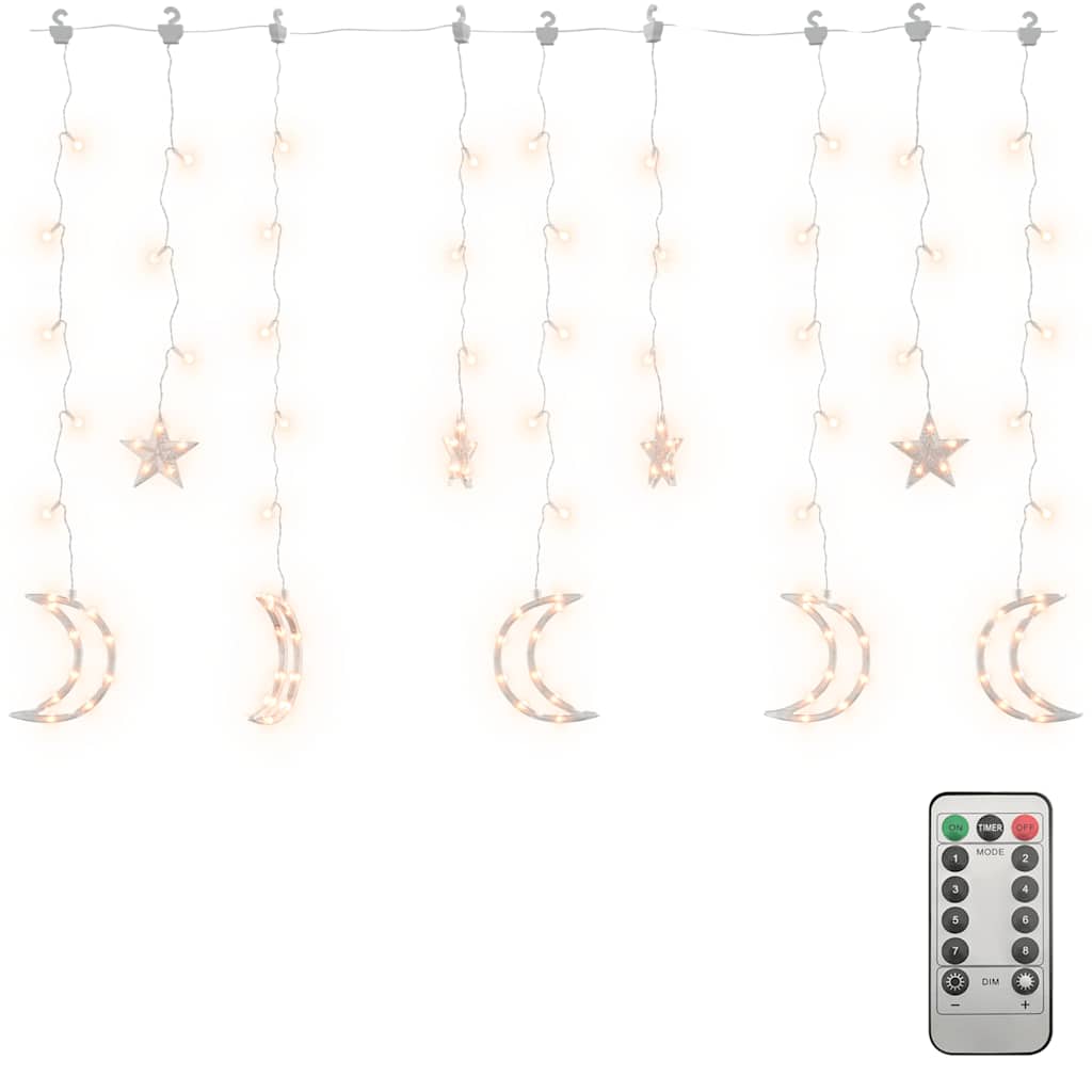 Lichterketten Stern und Mond Fernbedienung 138 LEDs Warmweiß