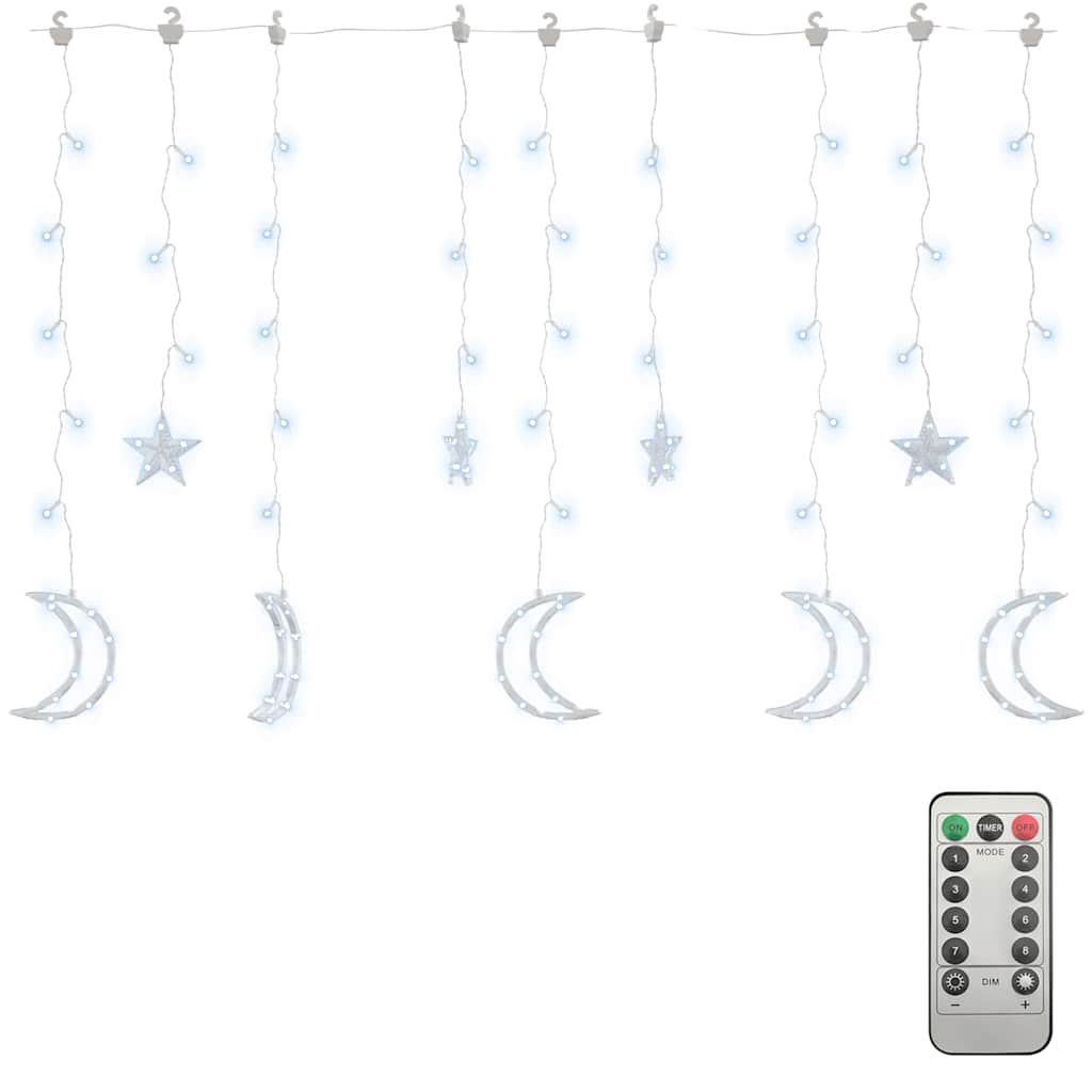 Lichterketten Stern und Mond Fernbedienung 138 LEDs Kaltweiß