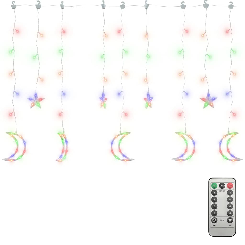Lichterketten Stern und Mond Fernbedienung 138 LED Bunt