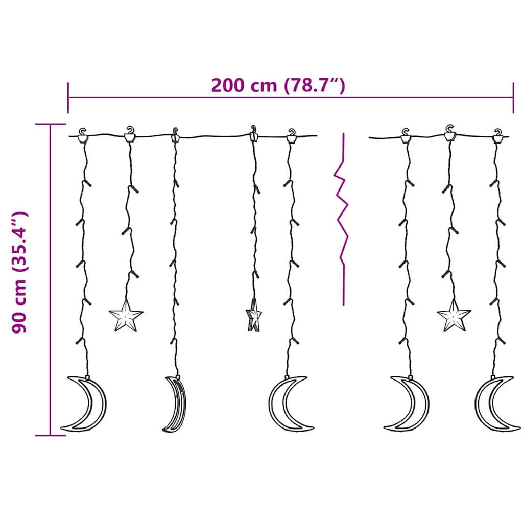 Lichterketten Stern und Mond Fernbedienung 138 LED Bunt