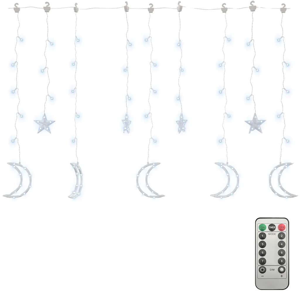 Lichterketten Stern und Mond Fernbedienung 345 LED Kaltweiß