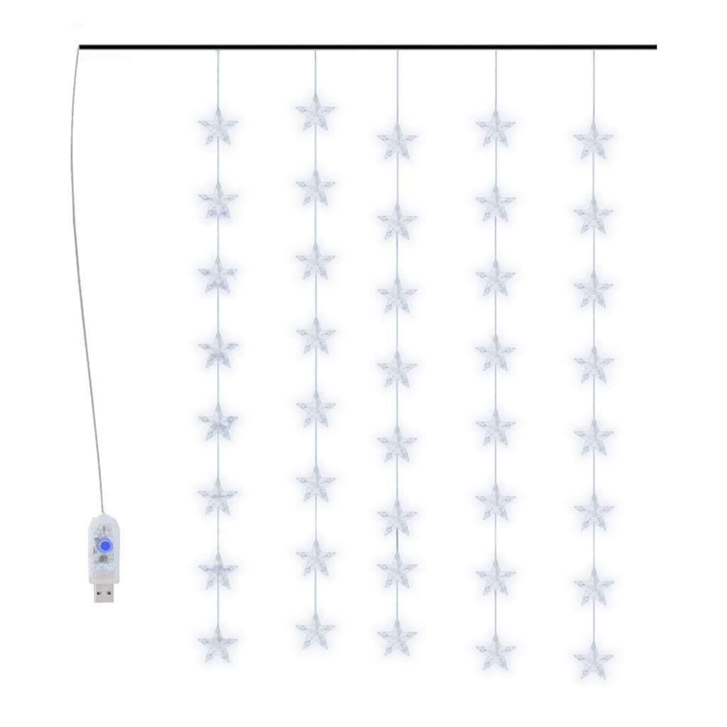 LED Sternenvorhang Lichterkette 200 LED Kaltweiß 8 Funktionen