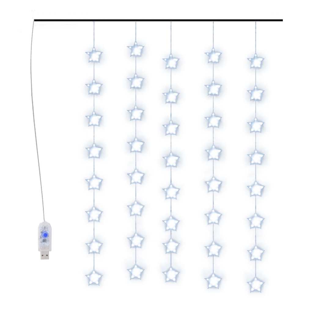 LED Sternenvorhang Lichterkette 200 LED Blau 8 Funktionen