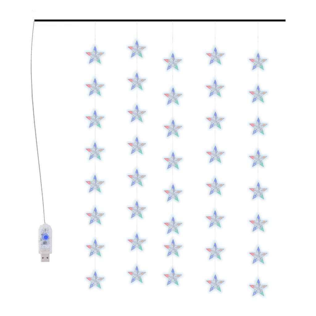 LED Sternenvorhang Lichterkette 200 LED Bunt 8 Funktionen