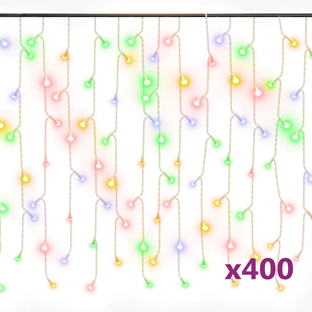 Lichtervorhang LED Eiszapfen 10 m 400 LED Bunt 8 Funktionen
