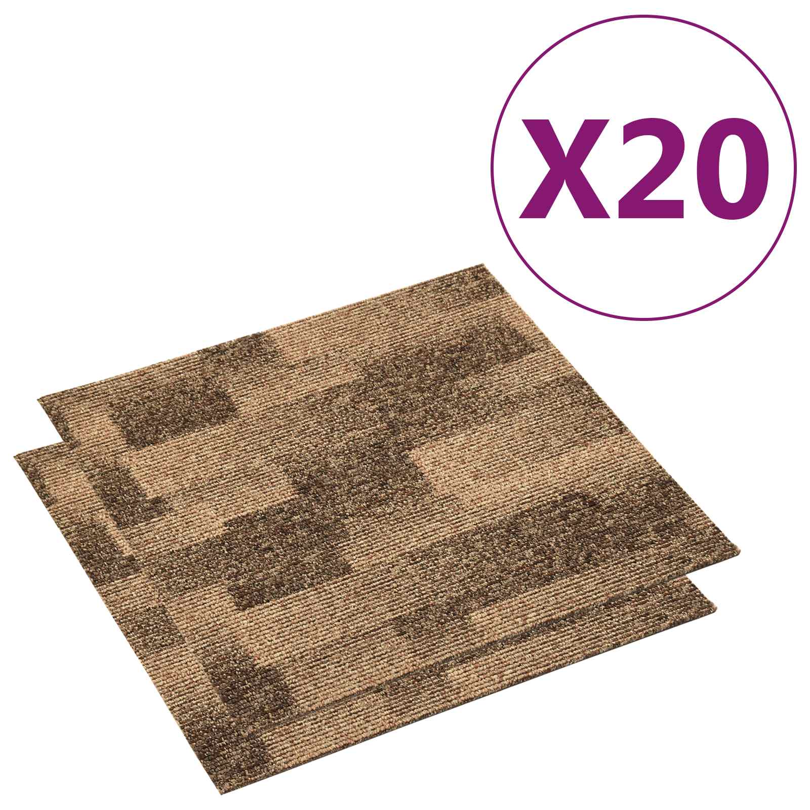 Boden Teppich 20 pcs Braun 50 x 50 cm PP