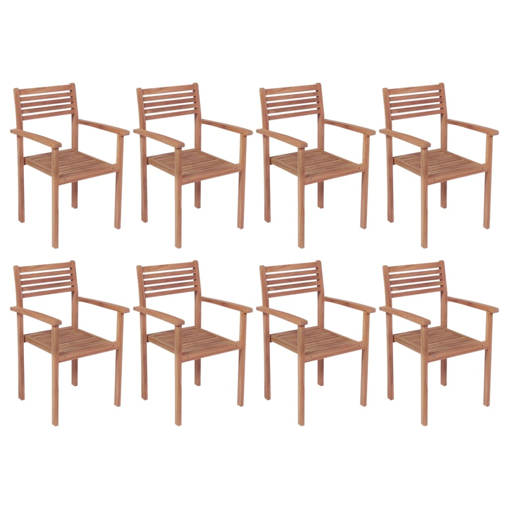 Stapelbare Gartenstühle 8 Stk. Massivholz Teak