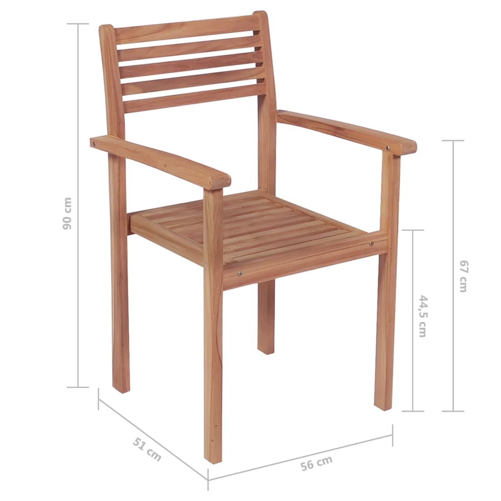 Stapelbare Gartenstühle 8 Stk. Massivholz Teak