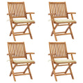 Klappbare Gartenstühle mit Kissen 4 Stk. Massivholz Teak