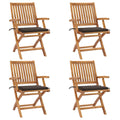 Klappbare Gartenstühle mit Kissen 4 Stk. Massivholz Teak
