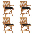 Klappbare Gartenstühle mit Kissen 4 Stk. Massivholz Teak