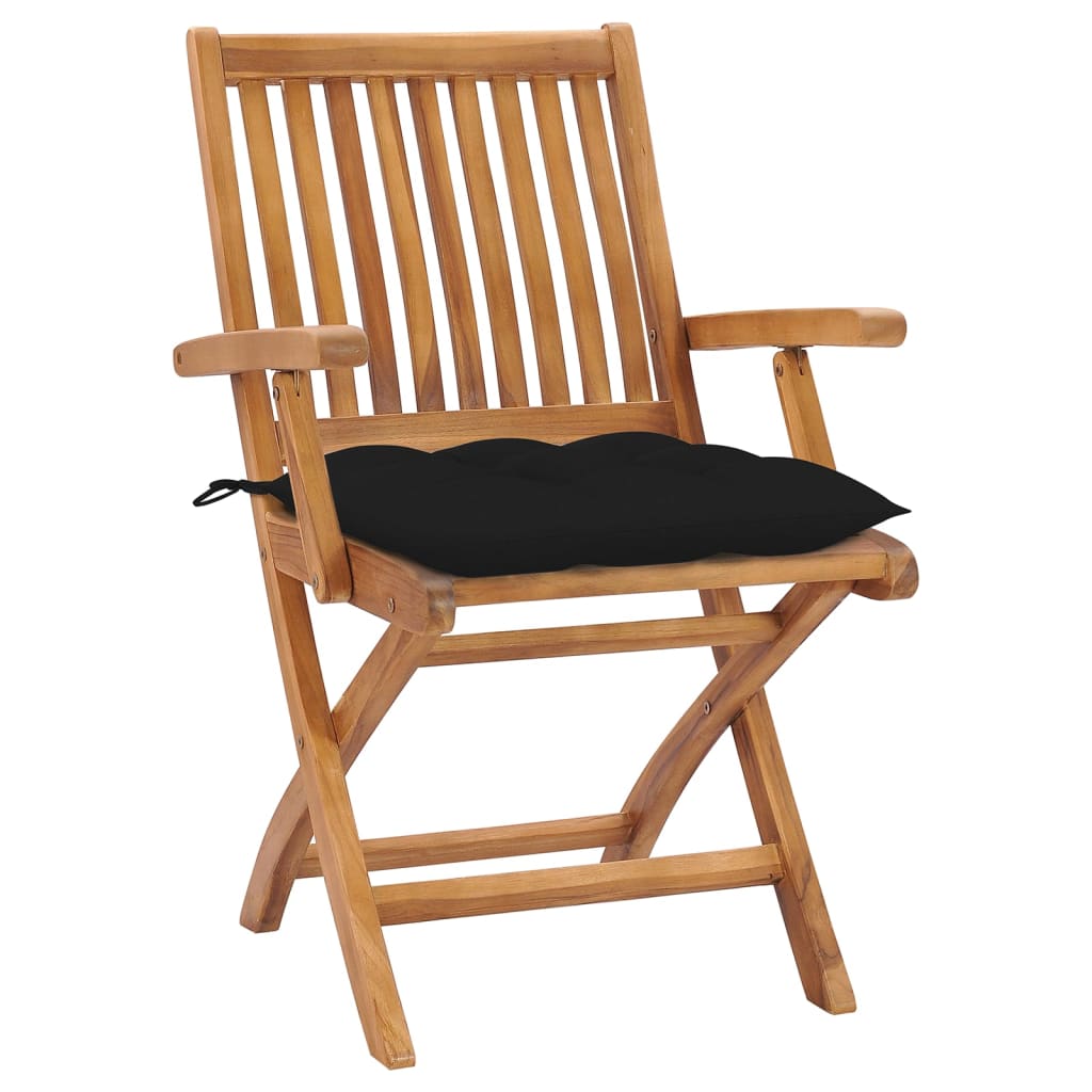 Klappbare Gartenstühle mit Kissen 4 Stk. Massivholz Teak