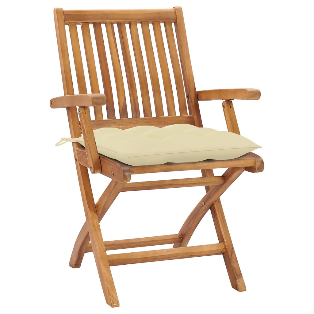 Klappbare Gartenstühle mit Kissen 6 Stk. Massivholz Teak