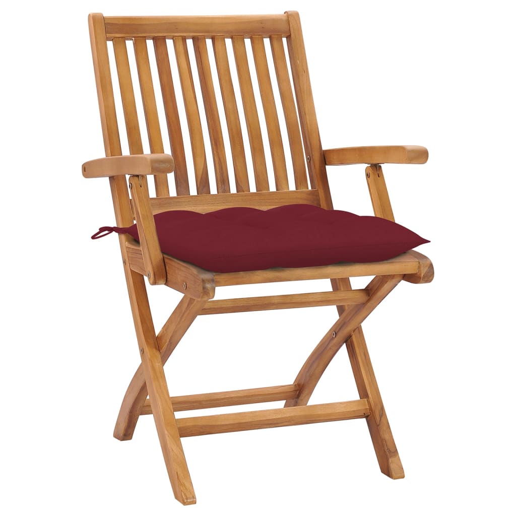 Klappbare Gartenstühle mit Kissen 6 Stk. Massivholz Teak