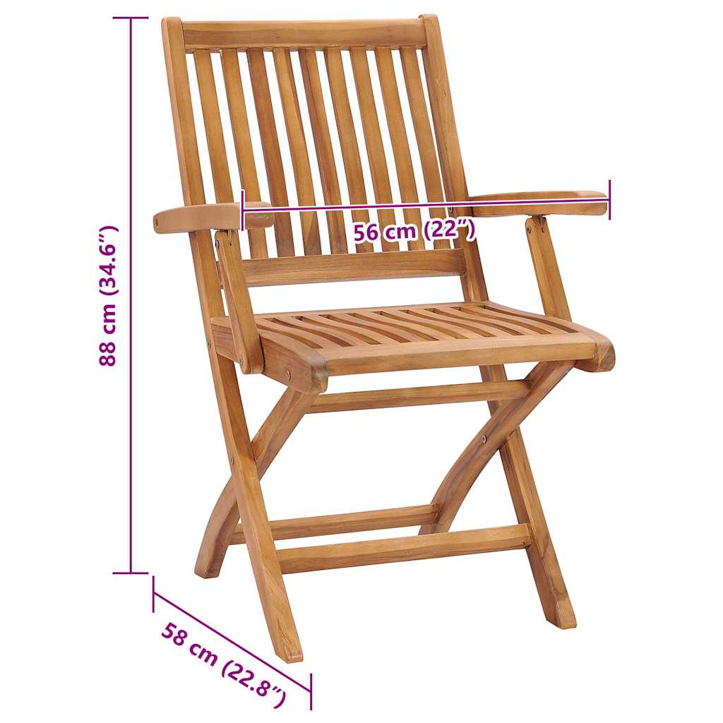 Klappbare Gartenstühle mit Kissen 8 Stk. Massivholz Teak
