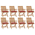 Klappbare Gartenstühle mit Kissen 8 Stk. Massivholz Teak