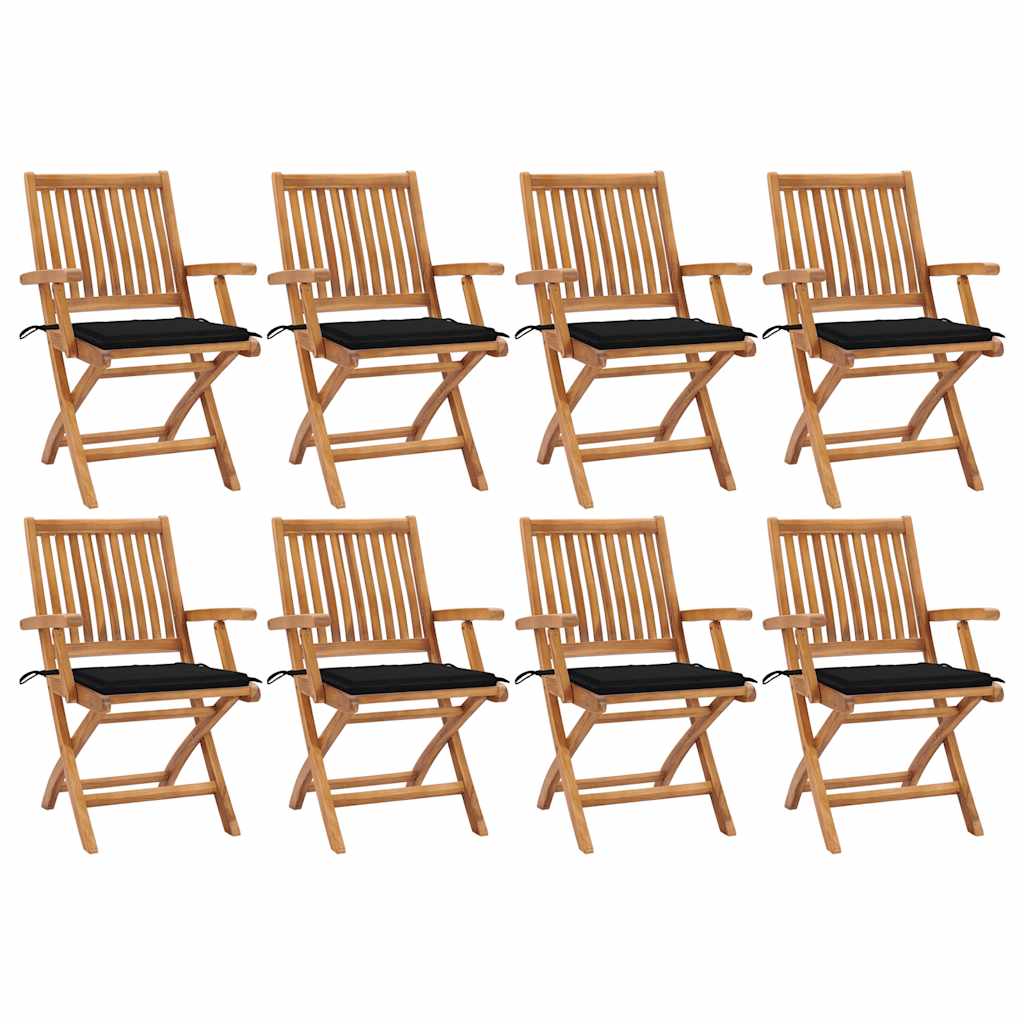 Klappbare Gartenstühle mit Kissen 8 Stk. Massivholz Teak