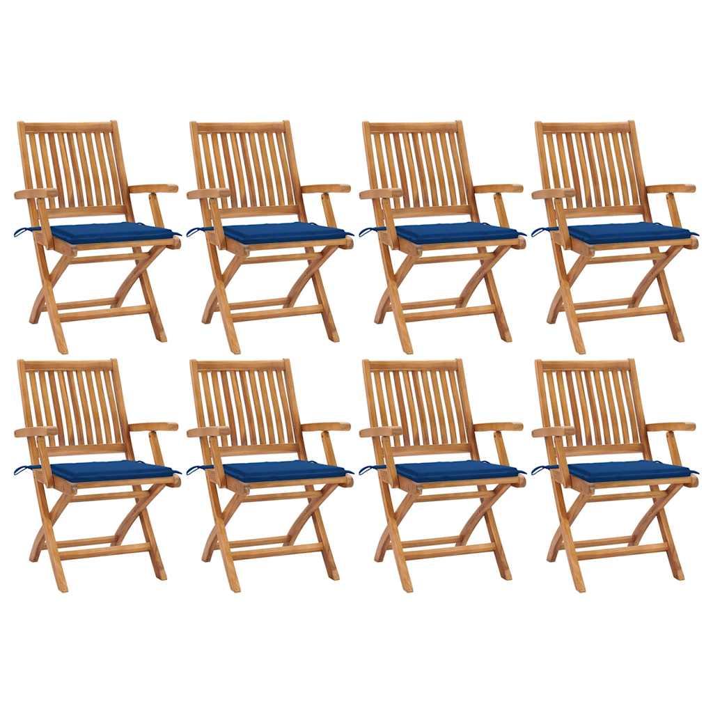 Klappbare Gartenstühle mit Kissen 8 Stk. Massivholz Teak