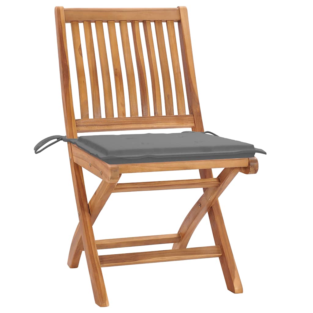 Klappbare Gartenstühle mit Kissen 4 Stk. Massivholz Teak