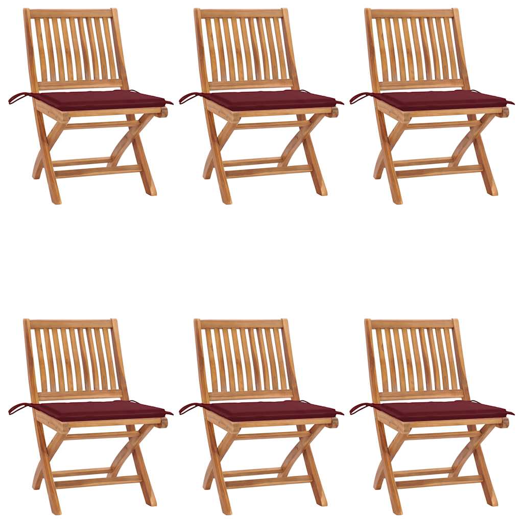Klappbare Gartenstühle mit Kissen 6 Stk. Massivholz Teak