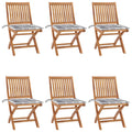 Klappbare Gartenstühle mit Kissen 6 Stk. Massivholz Teak