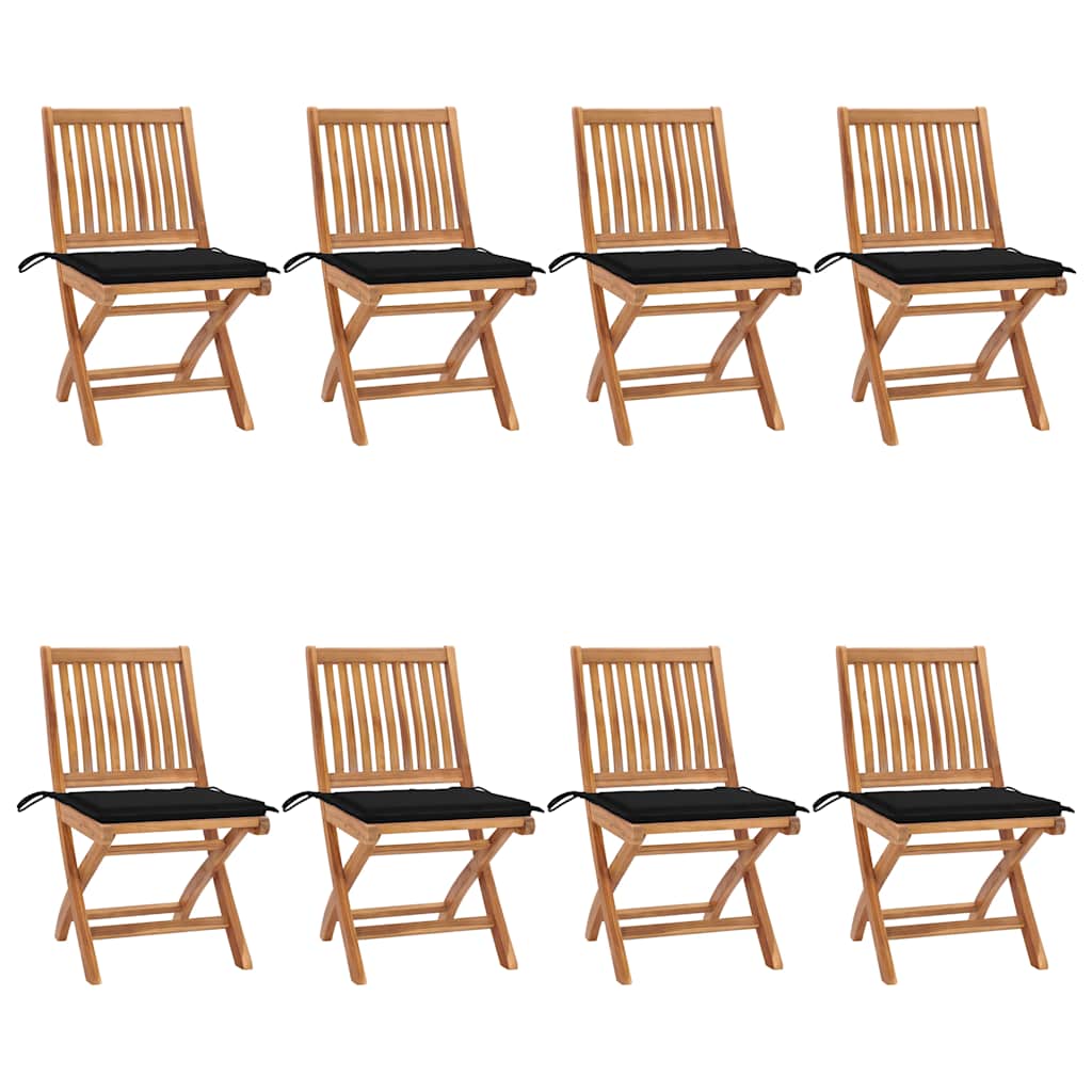 Klappbare Gartenstühle mit Kissen 8 Stk. Massivholz Teak