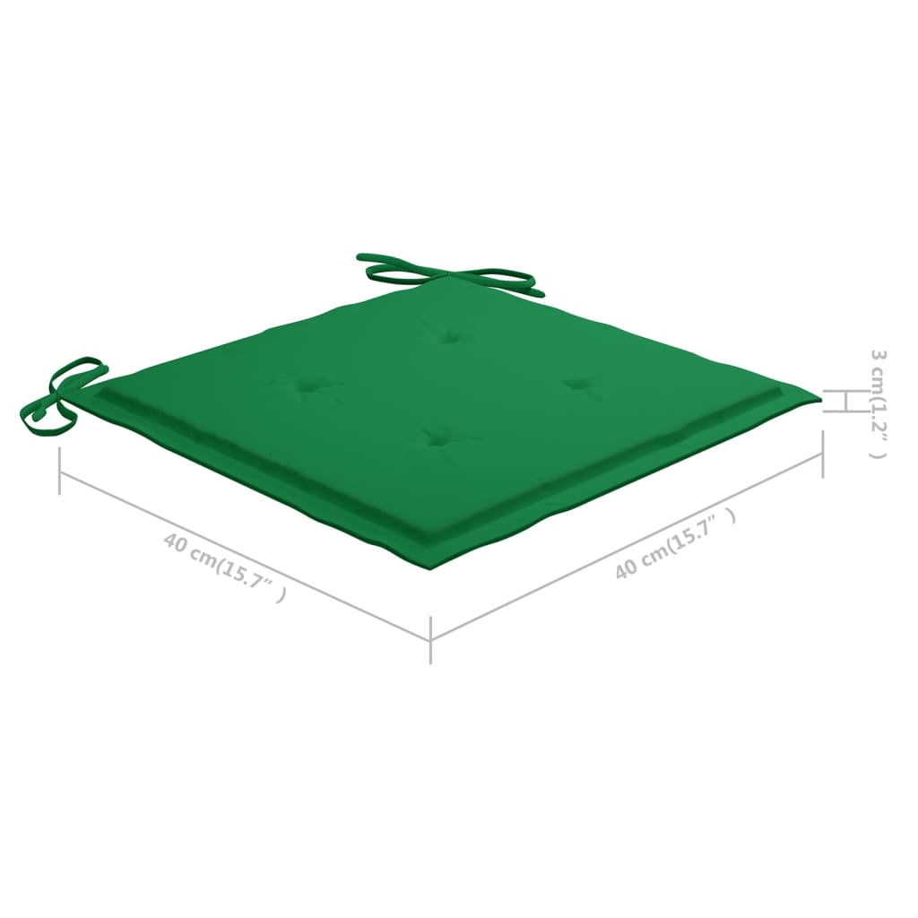Gartenstühle mit Grünen Kissen 8 Stk. Massivholz Teak