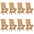 Gartenstühle mit Beigen Kissen 8 Stk. Massivholz Teak