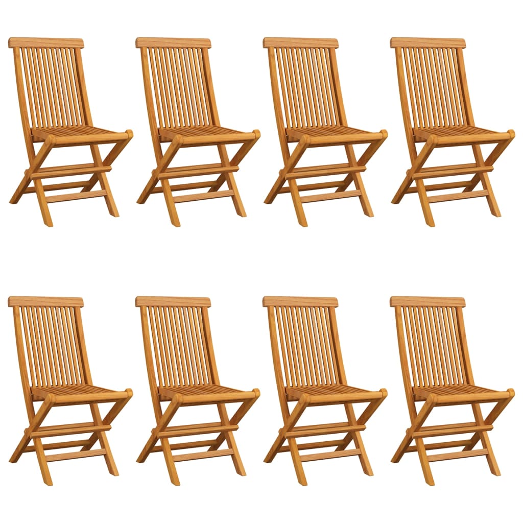 Gartenstühle mit Schwarzen Kissen 8 Stk. Massivholz Teak