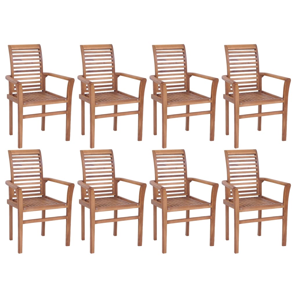 Essstühle 8 Stk. Stapelbar Massivholz Teak