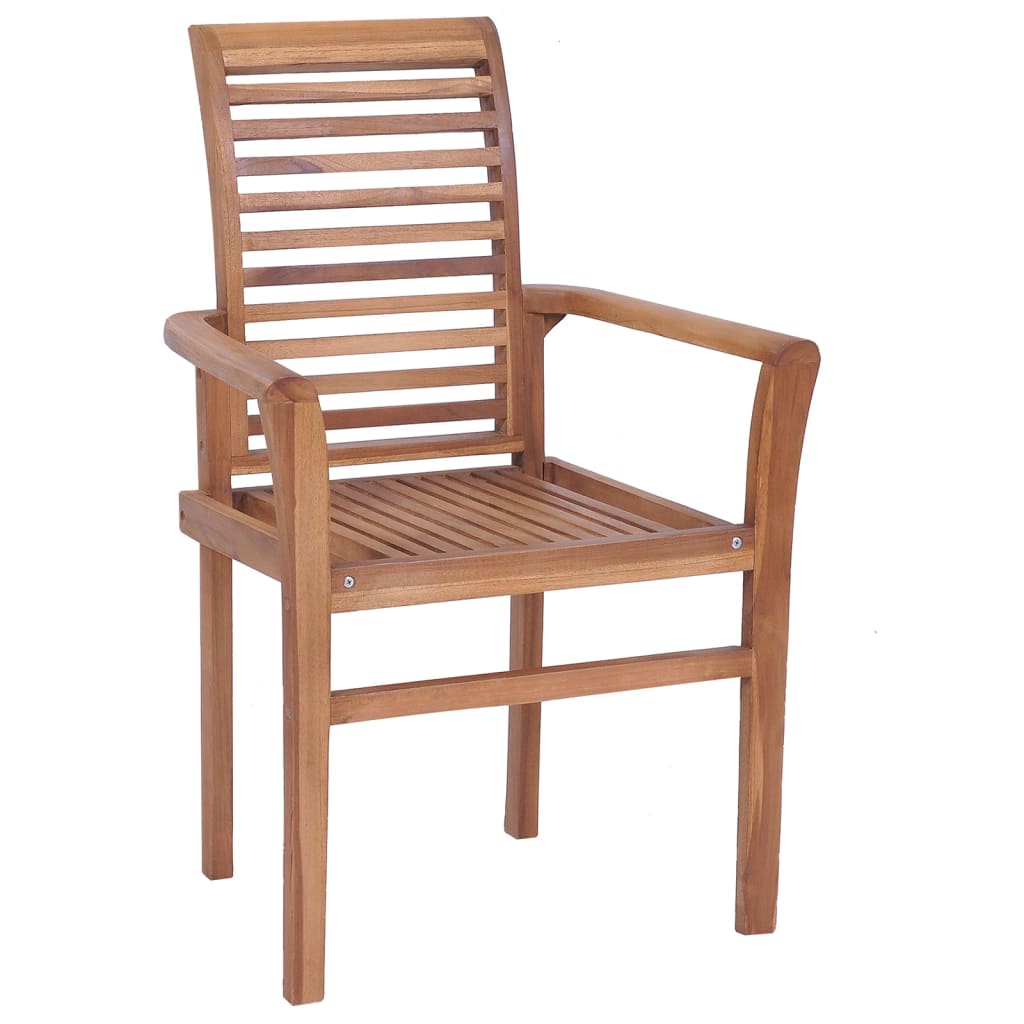 Essstühle 8 Stk. Stapelbar Massivholz Teak
