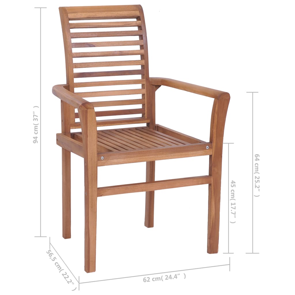 Essstühle 8 Stk. Stapelbar Massivholz Teak