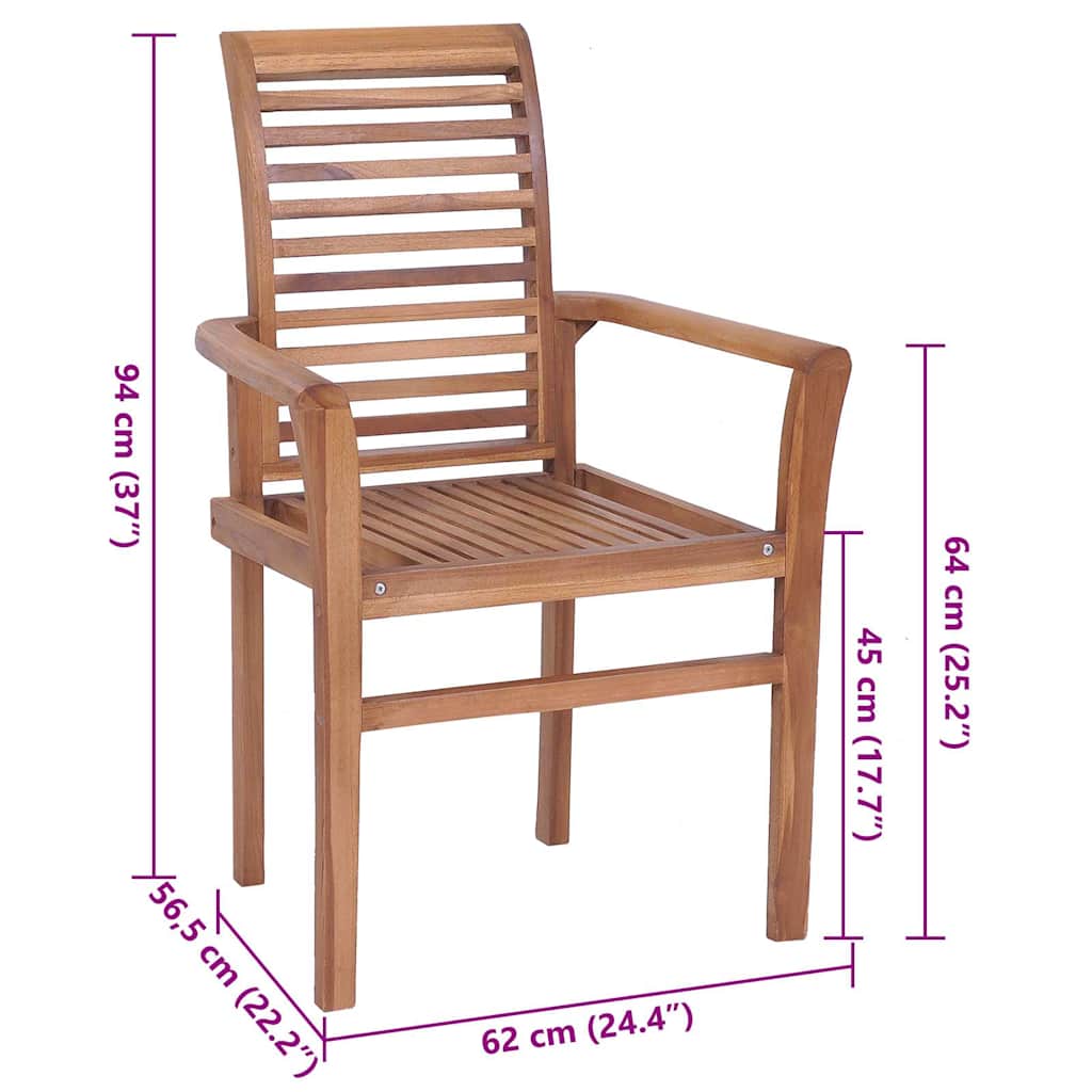 Essstühle 6 Stk. mit Anthrazit Kissen Massivholz Teak